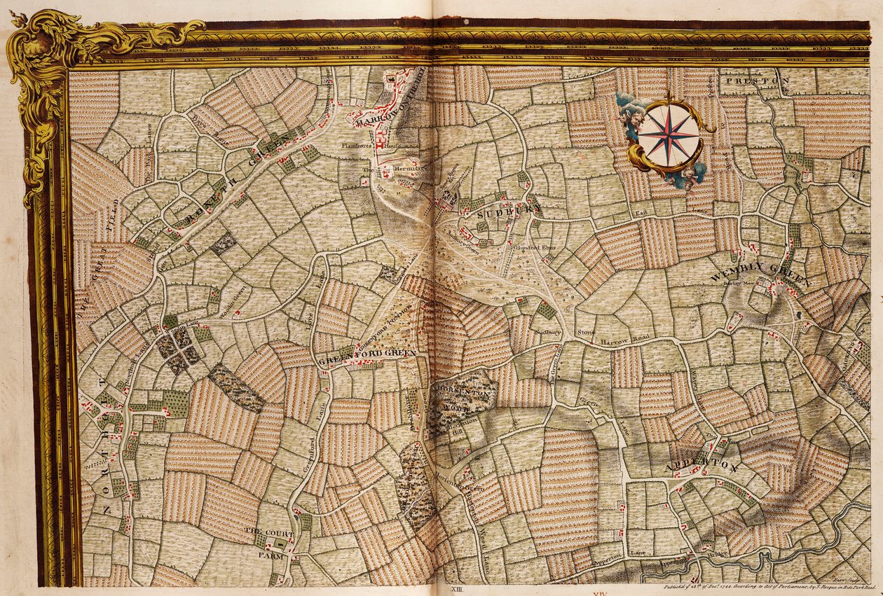 Kort over Northolt, Harrow og Wembley af John Rocque