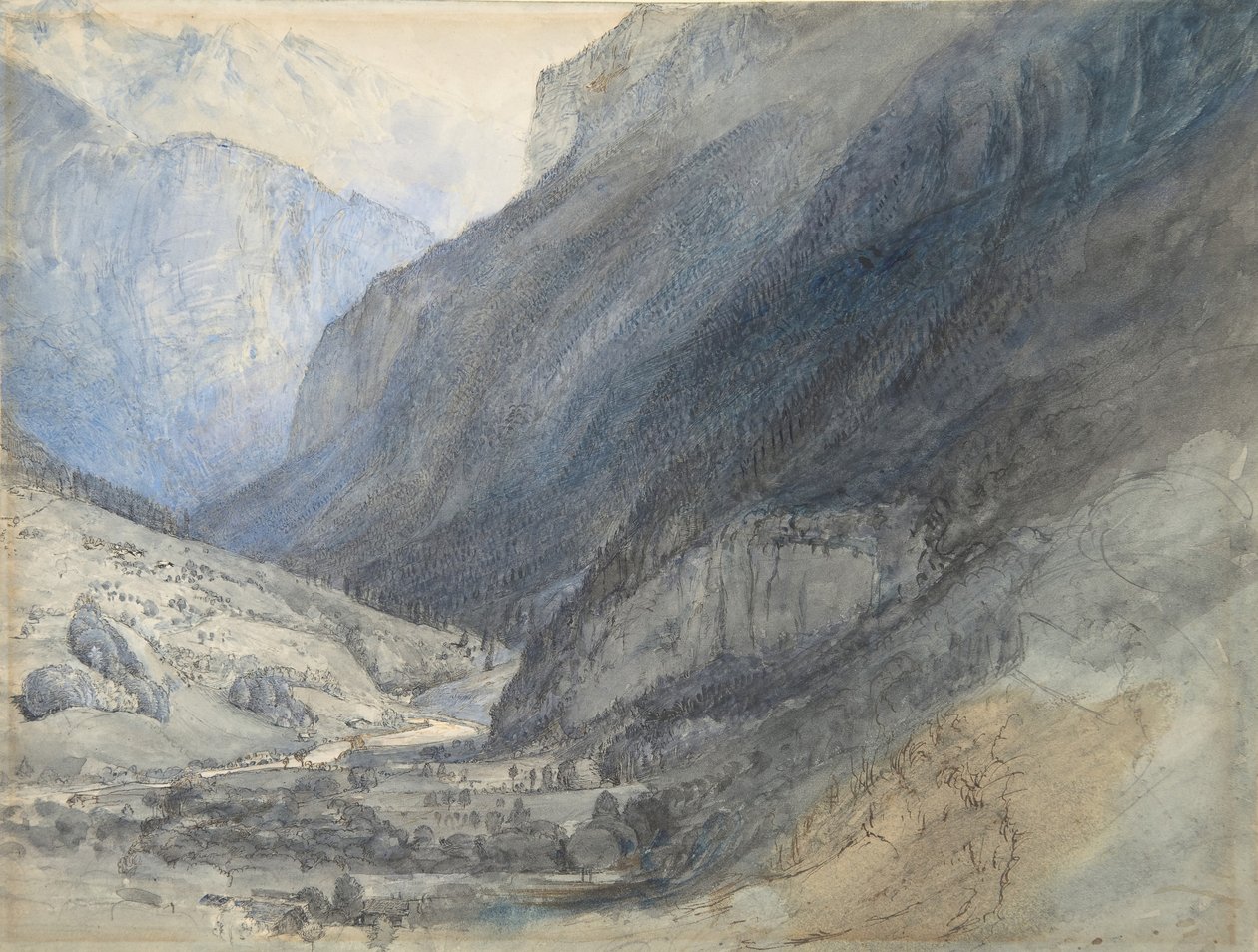 Lauterbrunnen-dalen, Schweiz, ca. 1866. af John Ruskin