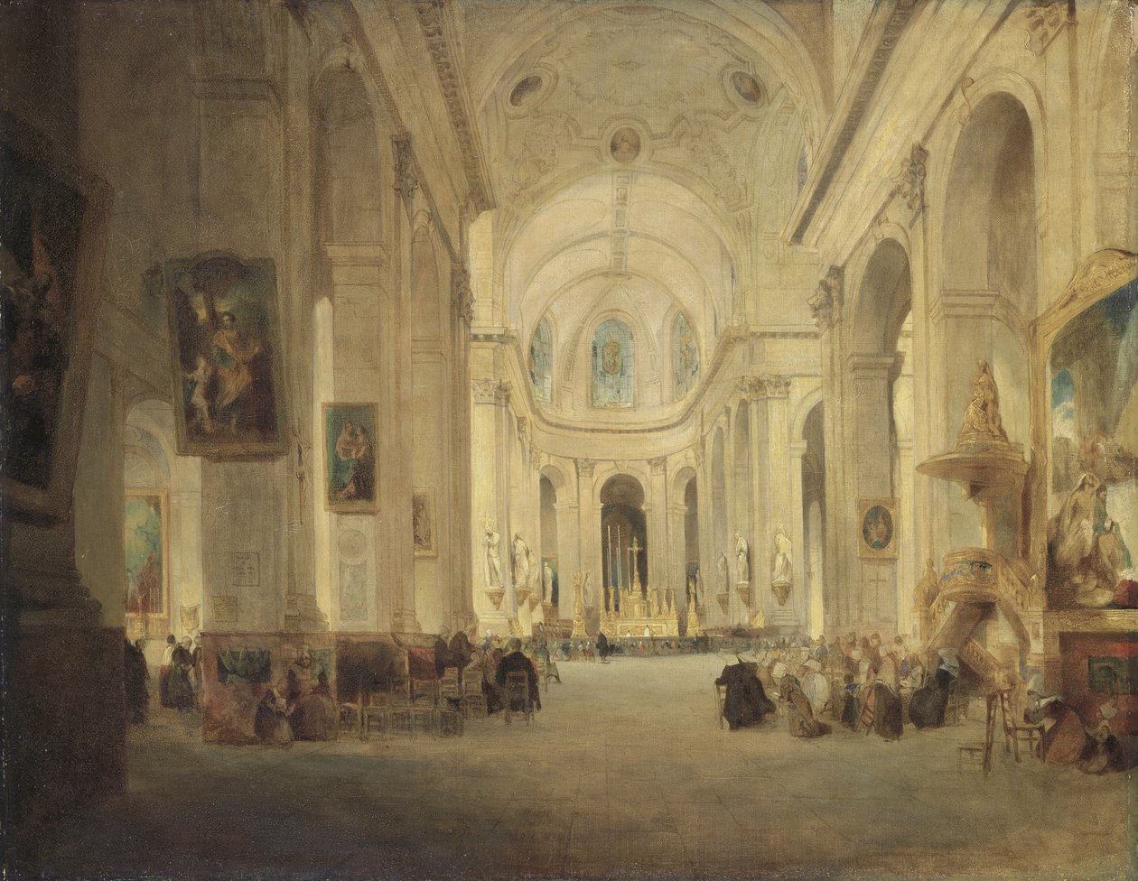 Interiør i St. Sulpice, Paris af John Scarlett Davis