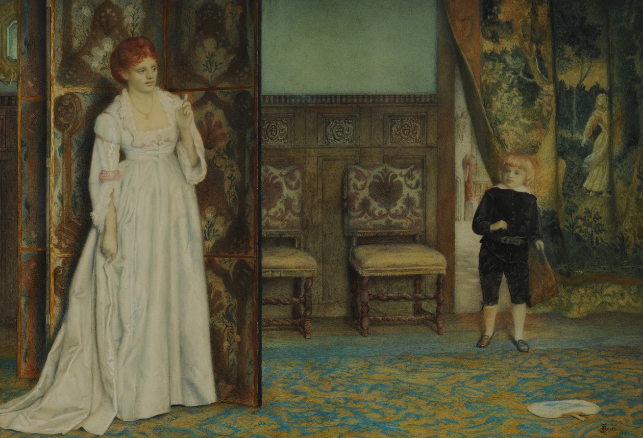 Hide and Seek, 1873 (wc på papir) af John Scott
