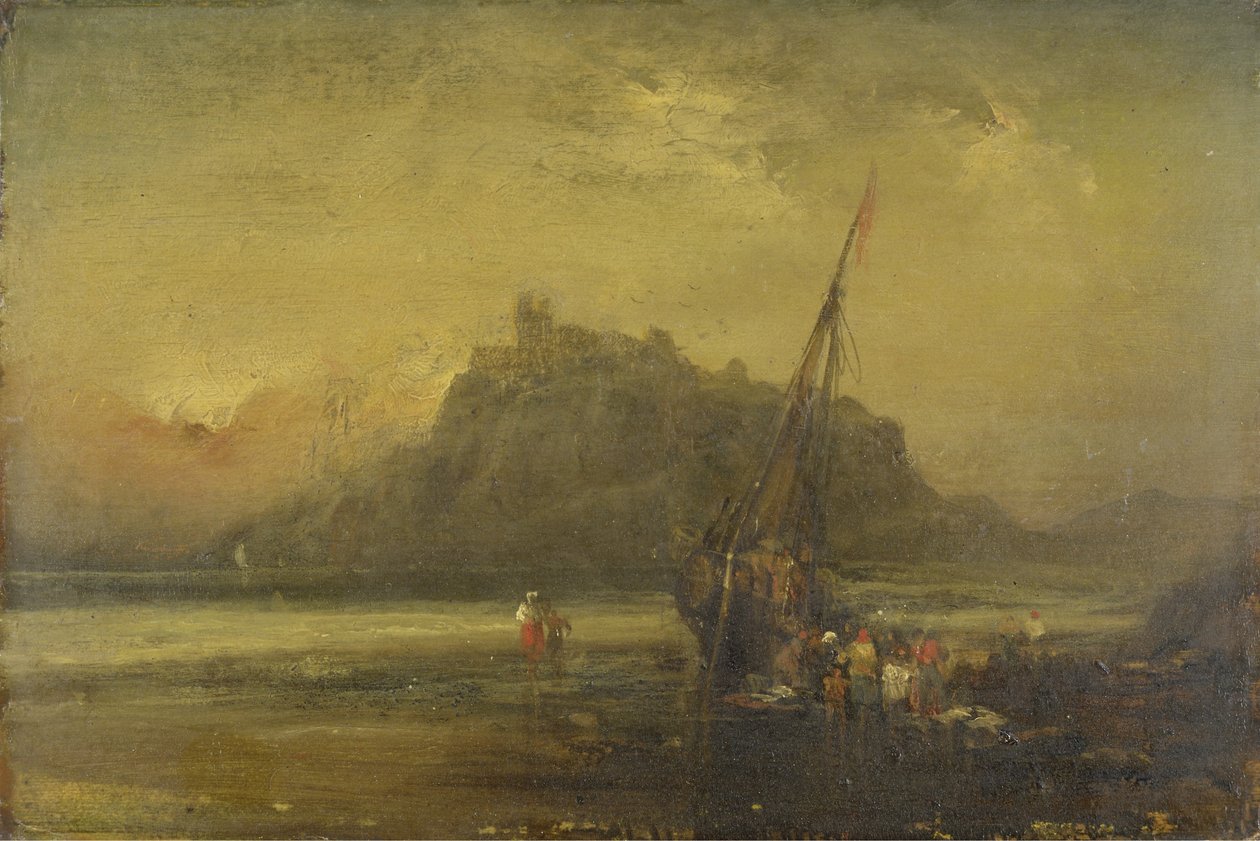 Strandscene (olie på papir) af John Sell Cotman