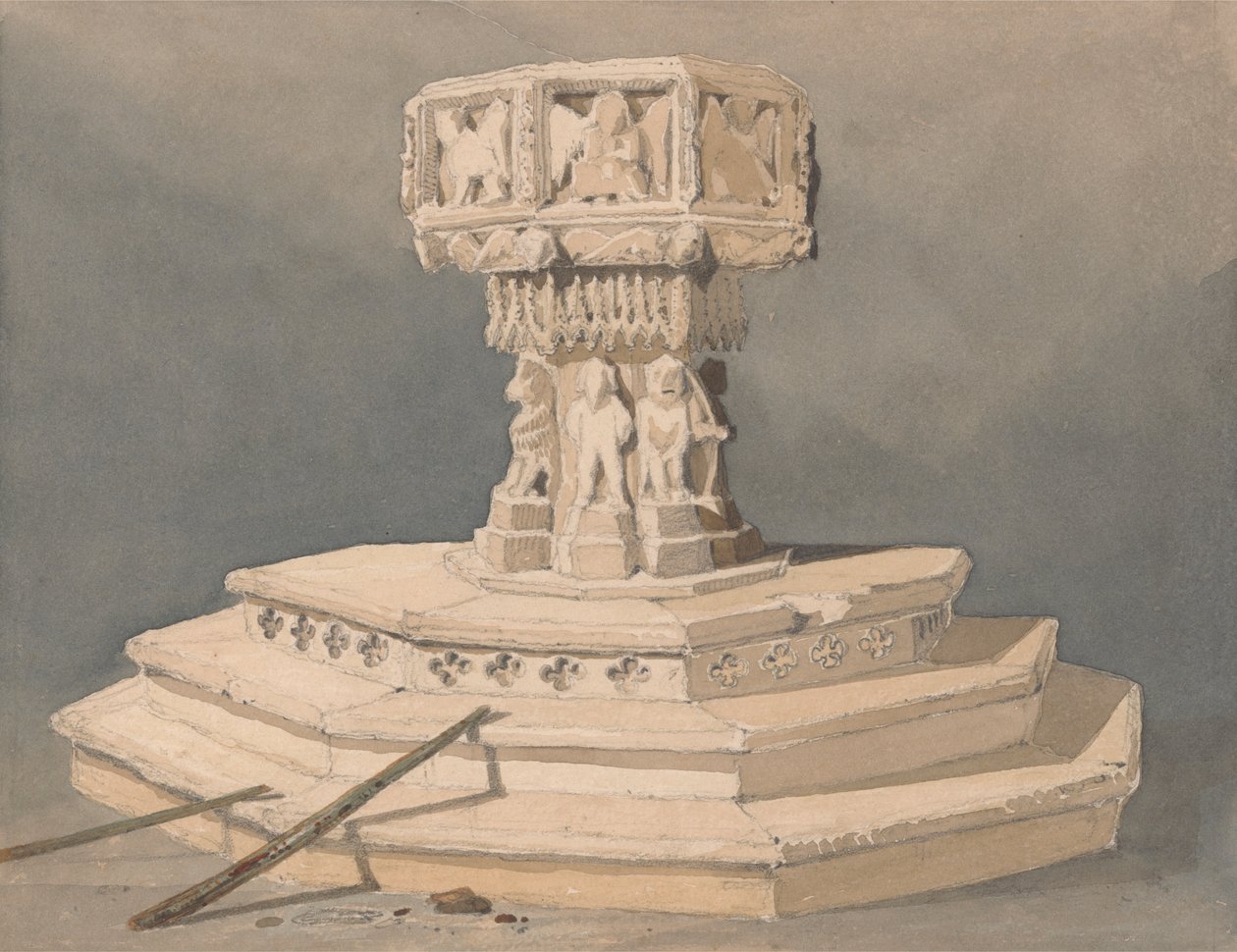 Font i Happisburgh Church, Norfolk af John Sell Cotman