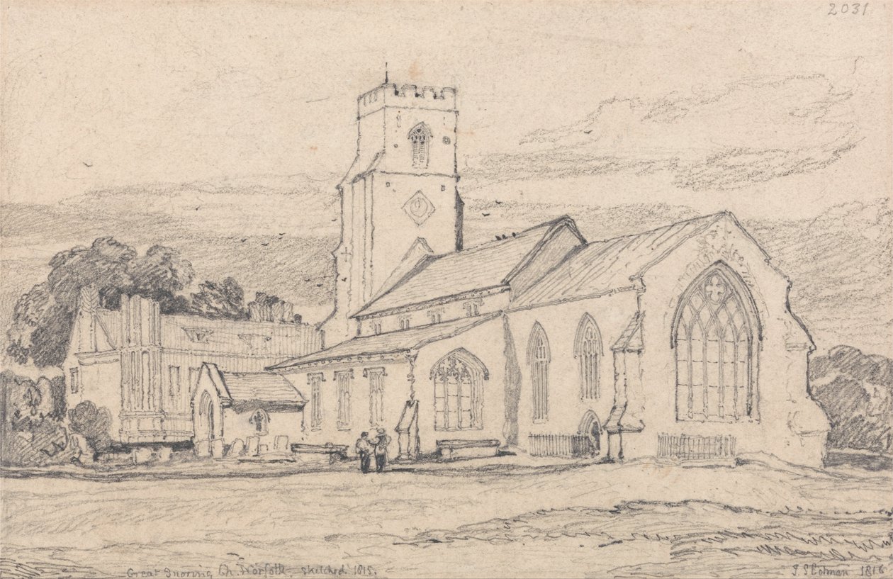 Den store snorkende kirke, Norfolk af John Sell Cotman