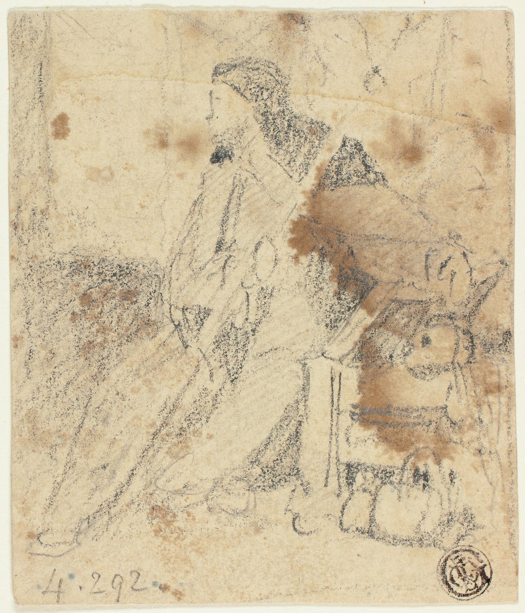 Skitse af skuespiller, der sidder af John Sell Cotman