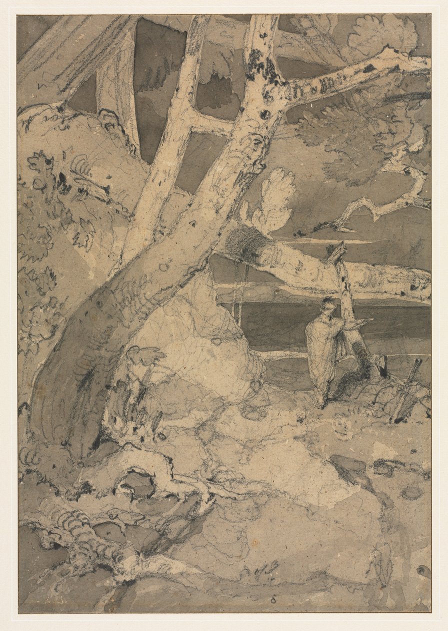 Rejsende i et skovlandskab, 1806. af John Sell Cotman