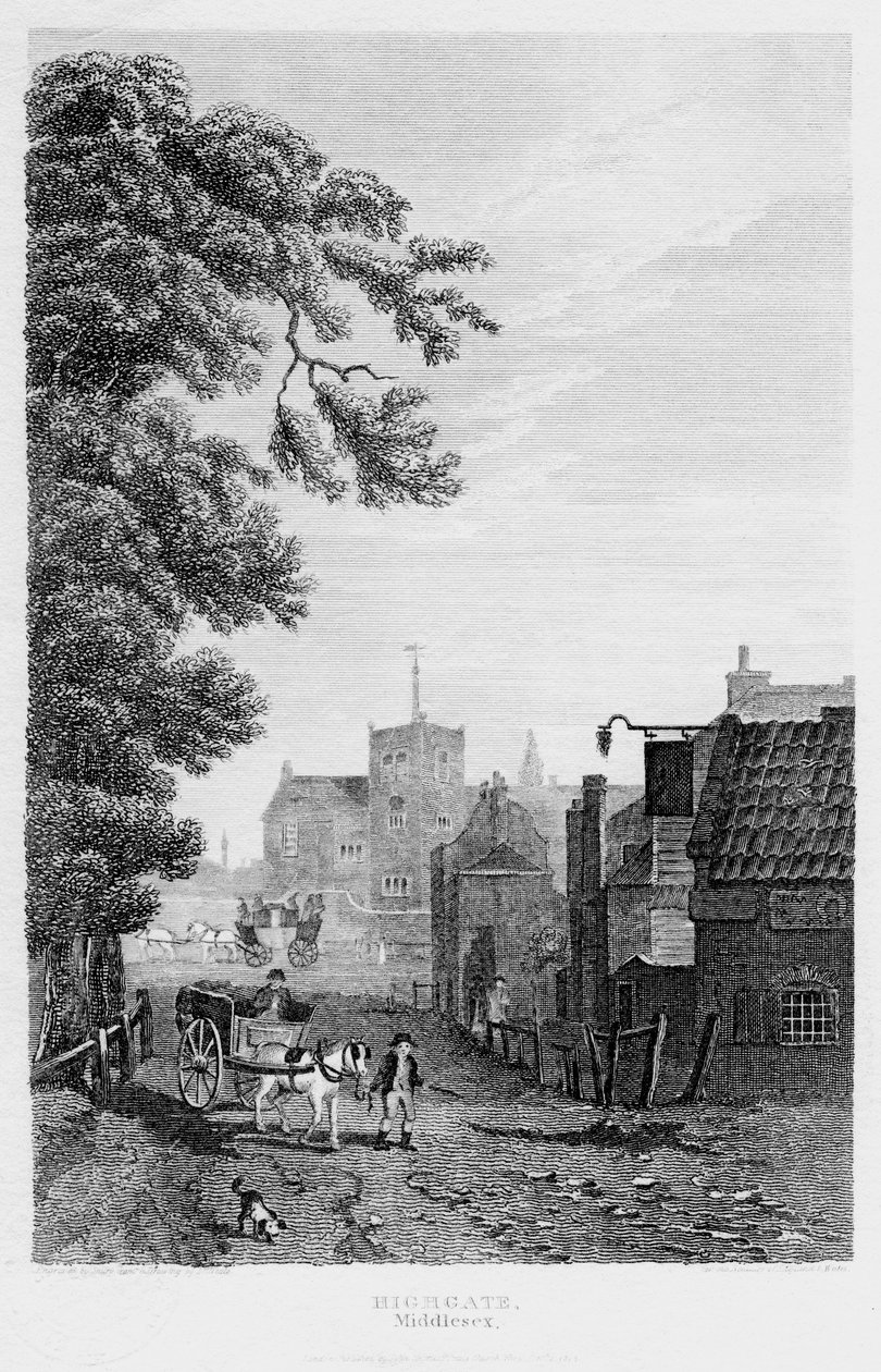 Highgate, London, 1814. af John Shury
