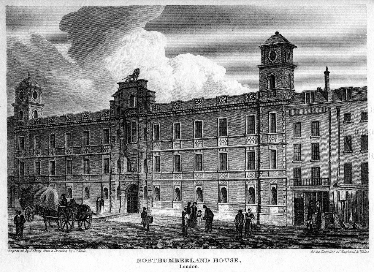 Northumberland House, Westminster, London, 1815. af John Shury
