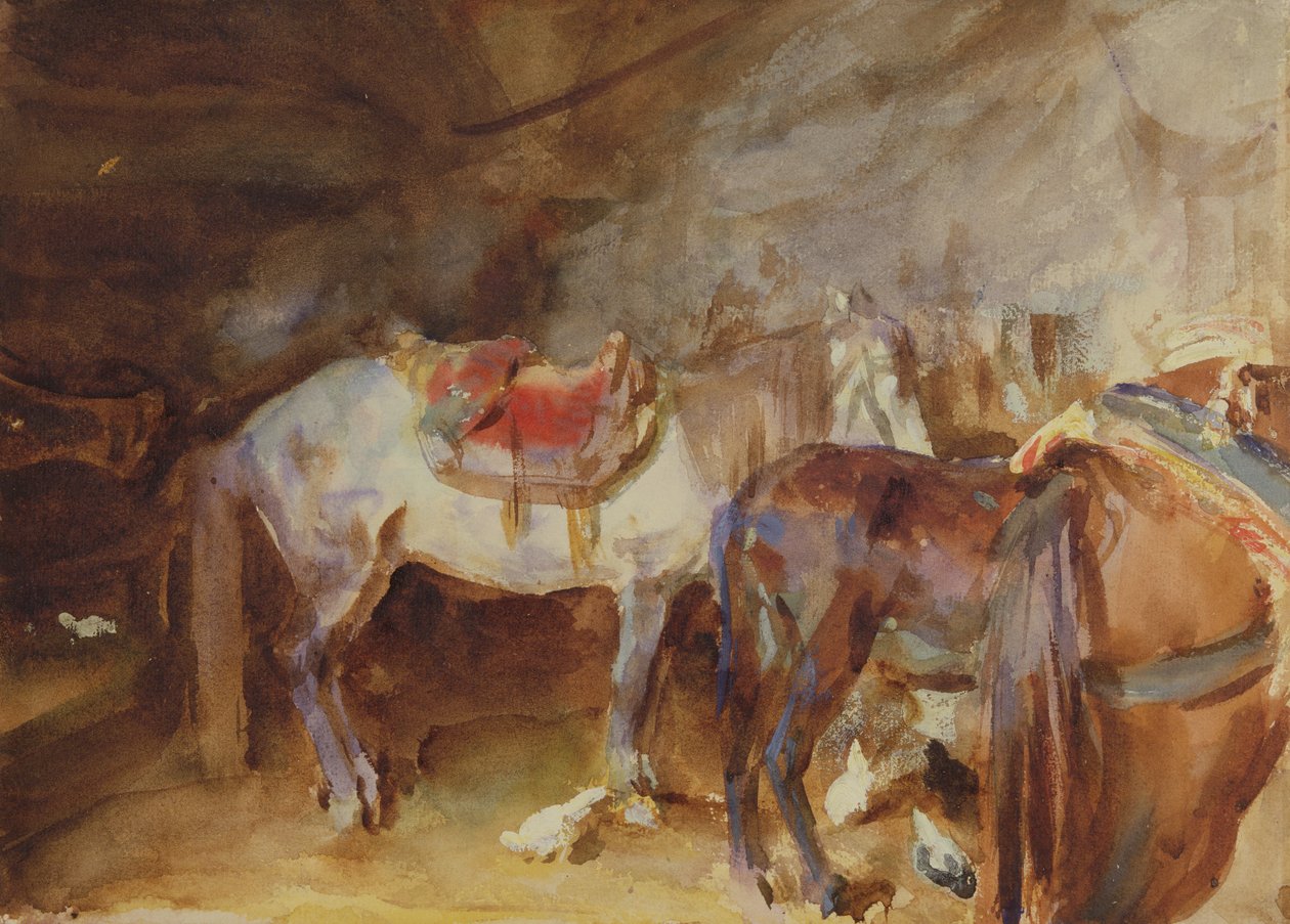 Arabisk stald, ca. 1905-06 (wc på papir) af John Singer Sargent