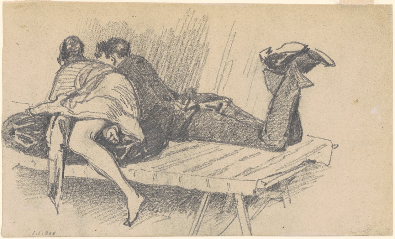 Par på en tremmeseng, ca. 1874-1877. af John Singer Sargent