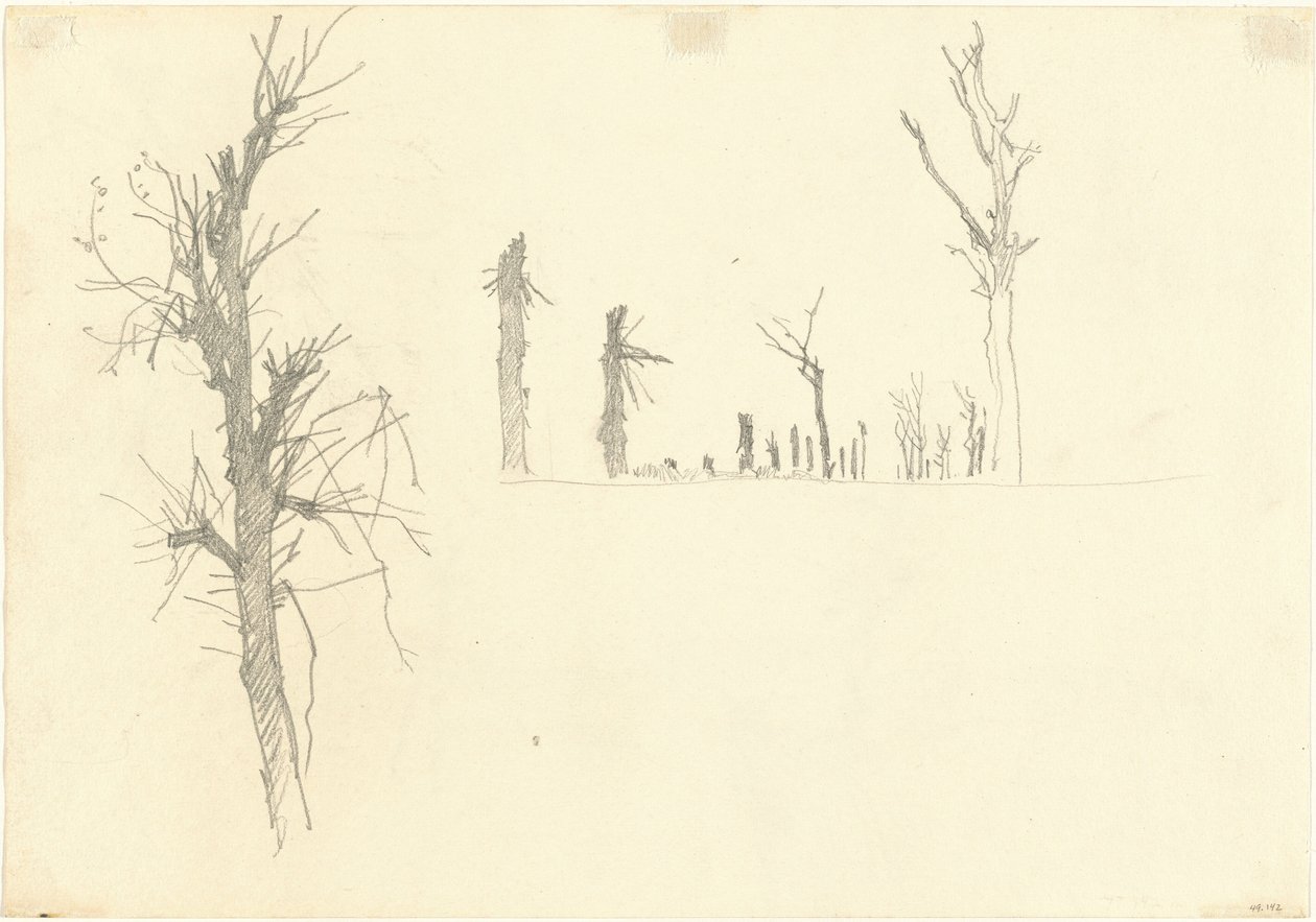 Ødelagte træer [verso], 1918. af John Singer Sargent