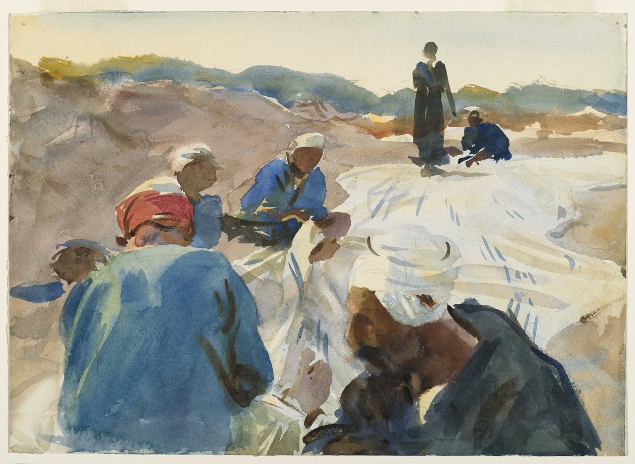 Reparation af et sejl (wc på papir) af John Singer Sargent