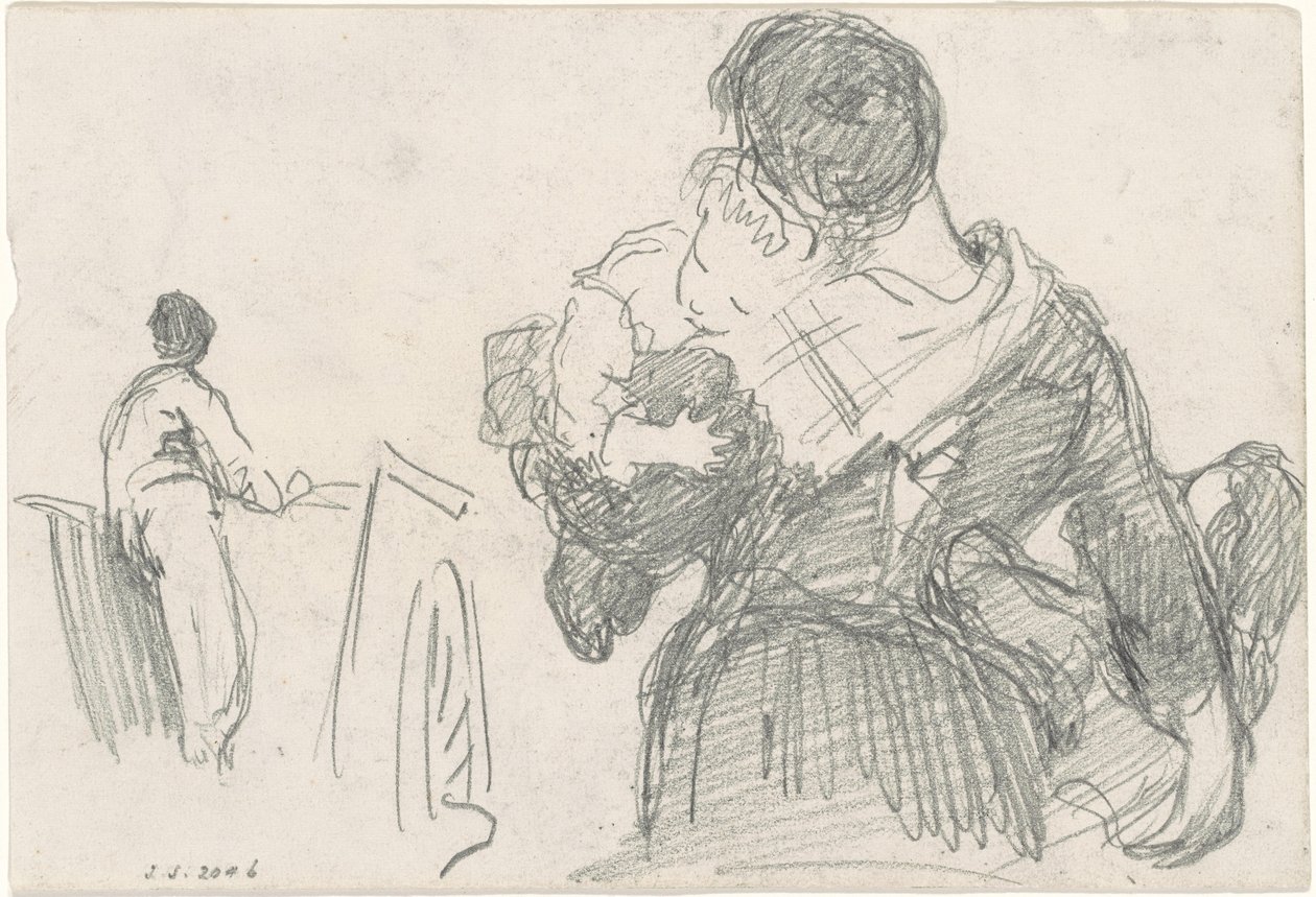 Mor og barn [recto], ca. 1871-1872. af John Singer Sargent