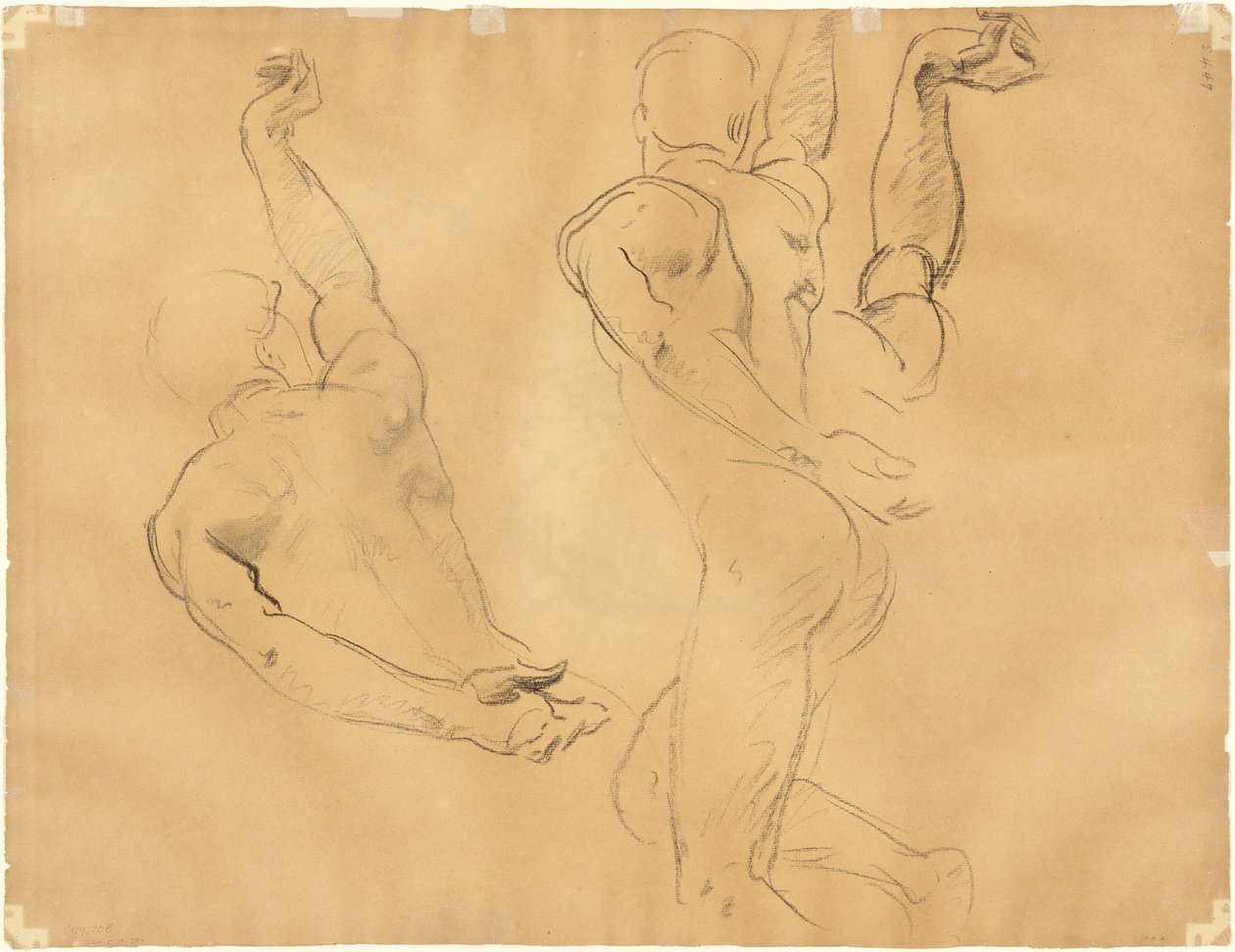 Studier af mandlige nøgenbilleder [verso], 1918-1919. af John Singer Sargent