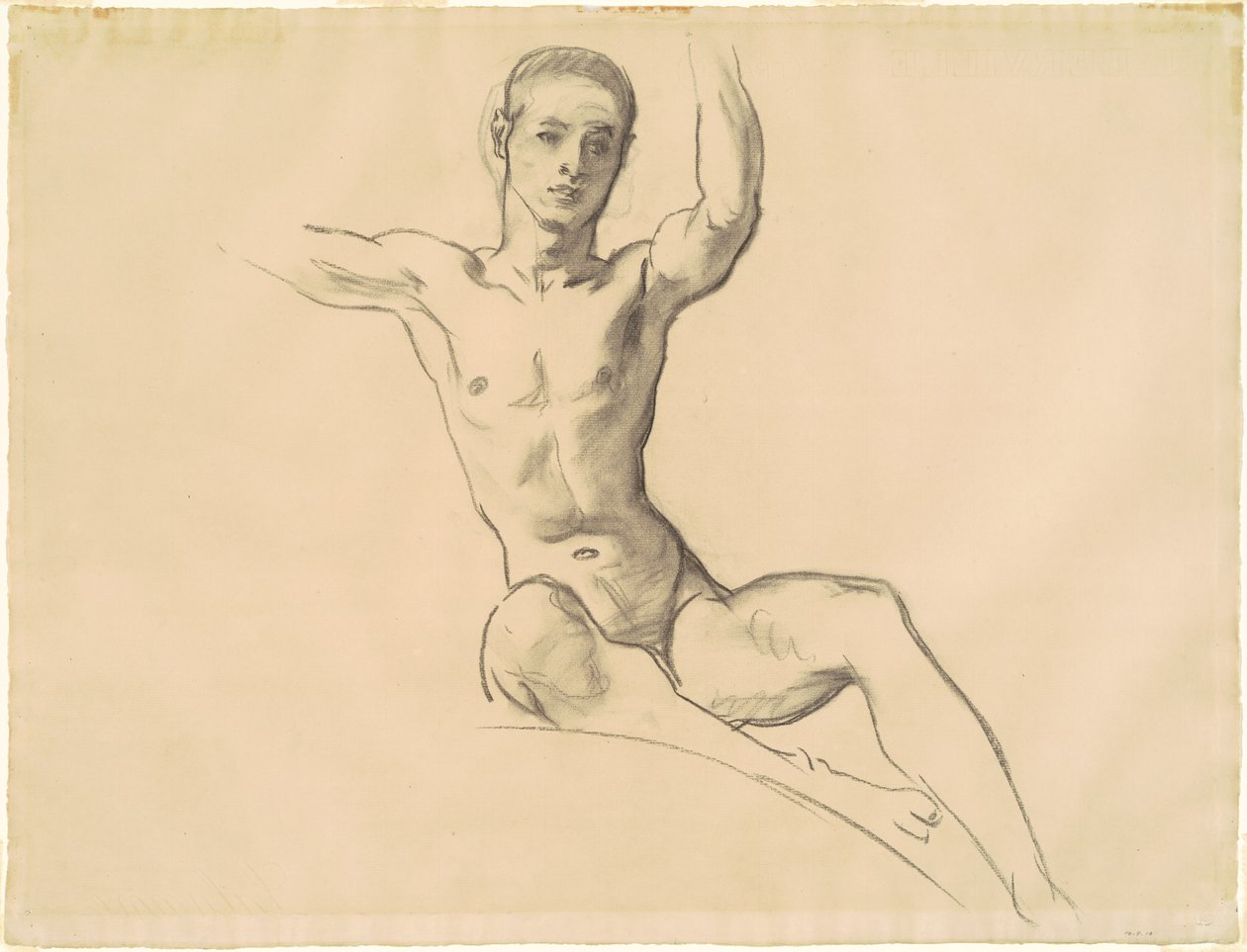 Undersøgelse for figur over "Musik" af John Singer Sargent