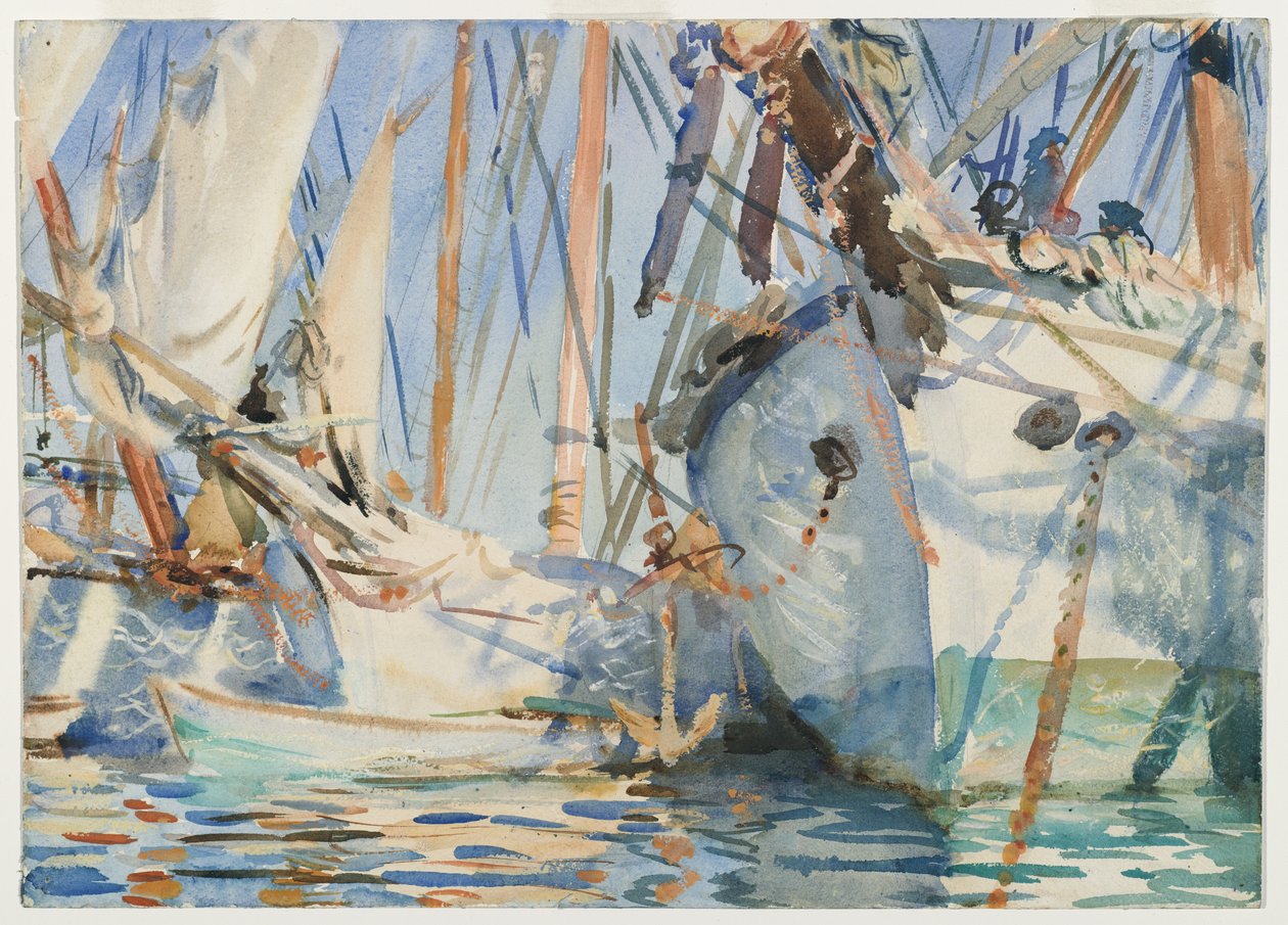 Hvide Skibe, ca. 1908 af John Singer Sargent