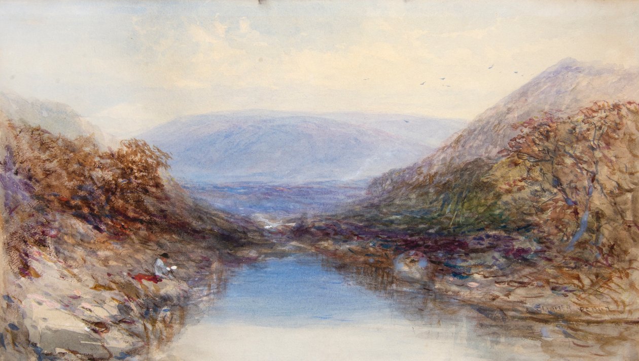 På kanten af floden (akvarel) af John Skinner Prout