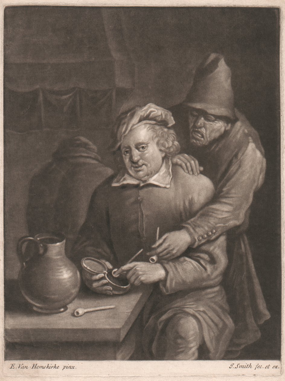 En ryger sidder ved bordet af John Smith
