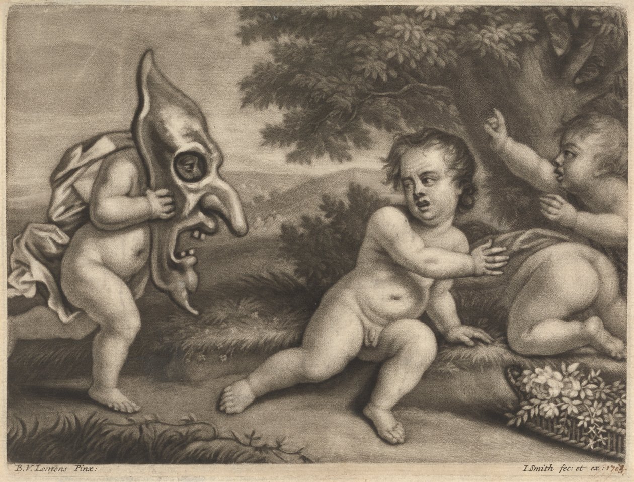 Børn leger med en maske af John Smith