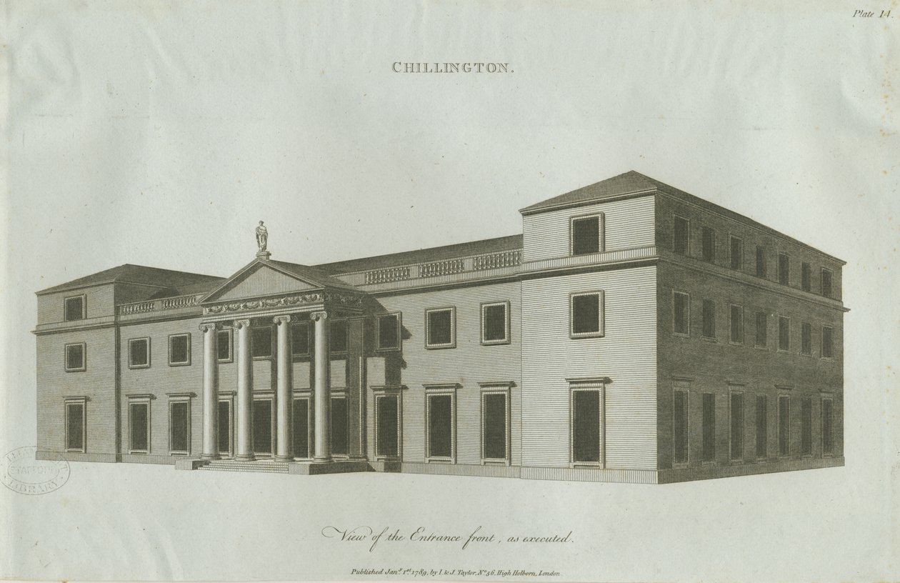 Chillington Hall: engraving, 1789dani af John Soane
