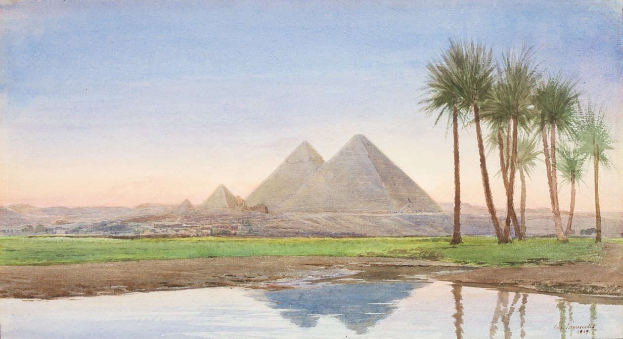 Pyramiderne ved Gizah (2. undersøgelse), ca. 1907-10 af John Somerscales