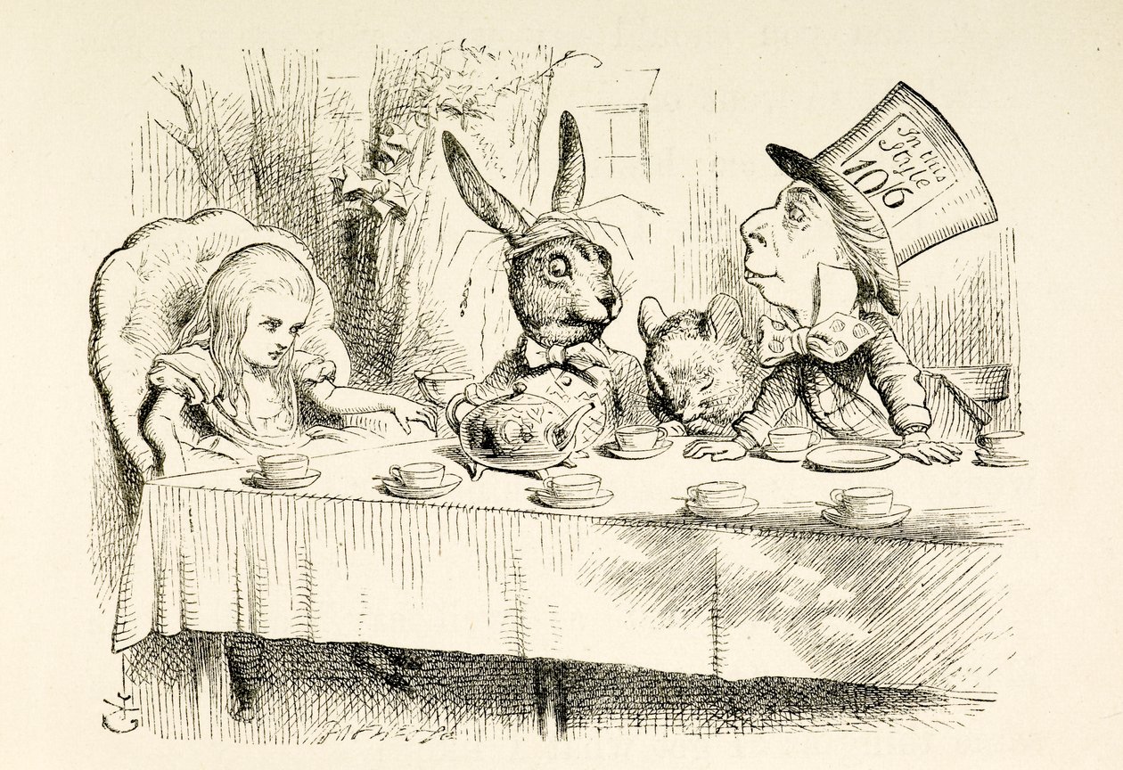 Alice til den gale hattemagers teselskab. af John Tenniel