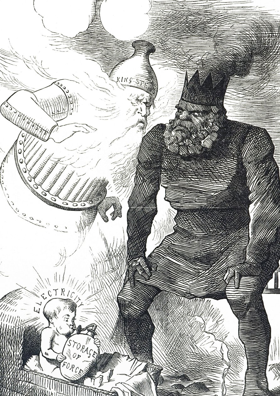 Tegnefilm kommenterer elektricitets barndom af John Tenniel