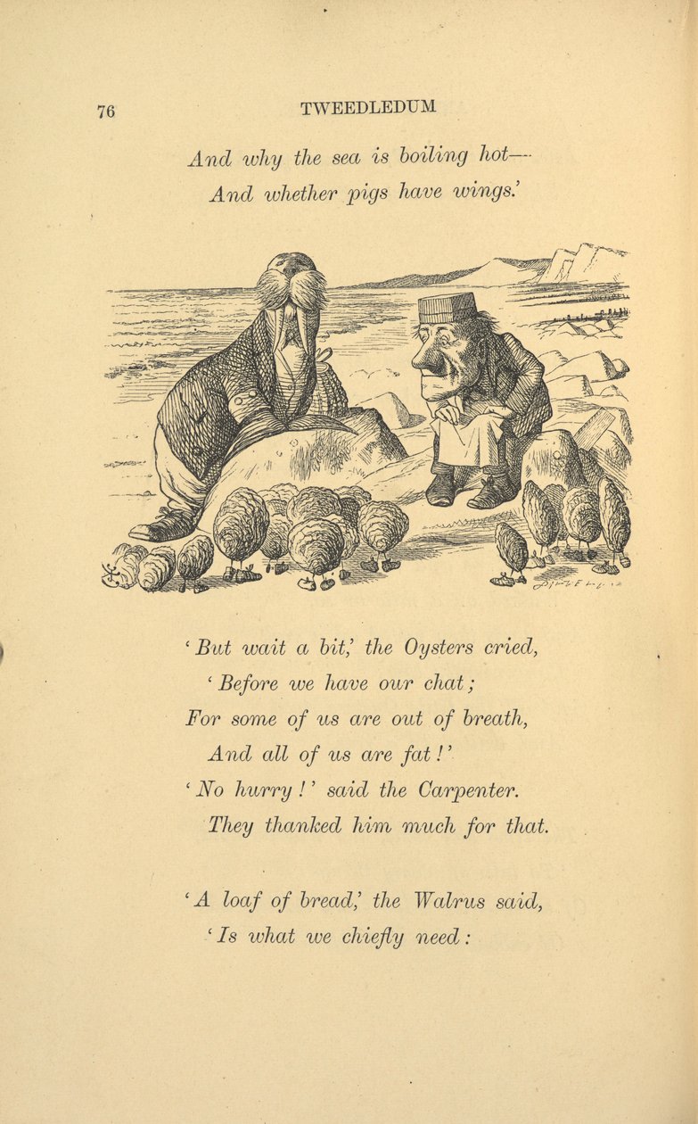 Hvalrossen og tømreren med østers. af John Tenniel