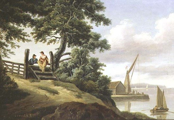 Elskere ved en port af John Thomas Serres