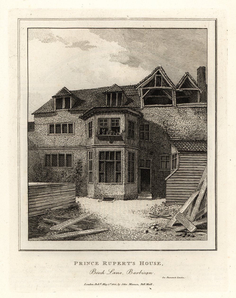 Prince Ruperts hus, Beech Lane, Barbican af John Thomas Smith