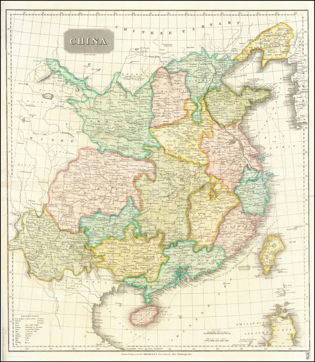 Kort over Kina fra 1815 af John Thomson
