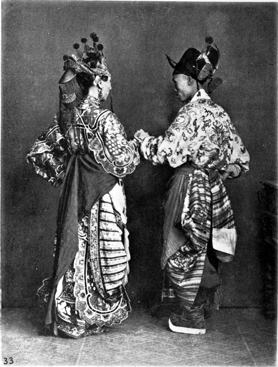 Kina, 2 skuespillere (mænd) ca. 1870 (foto) af John Thomson