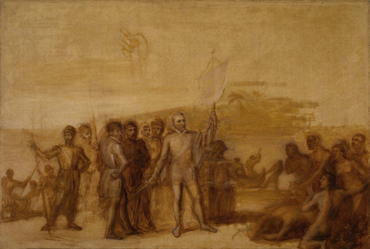 Landingen af Columbus, ca. 1840. af John Vanderlyn