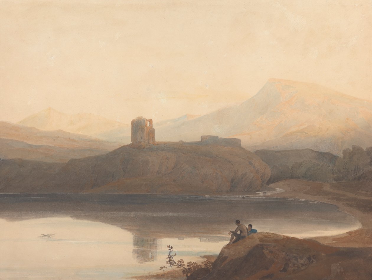 Llanberis-søen med Dolbadern Slot af John Varley