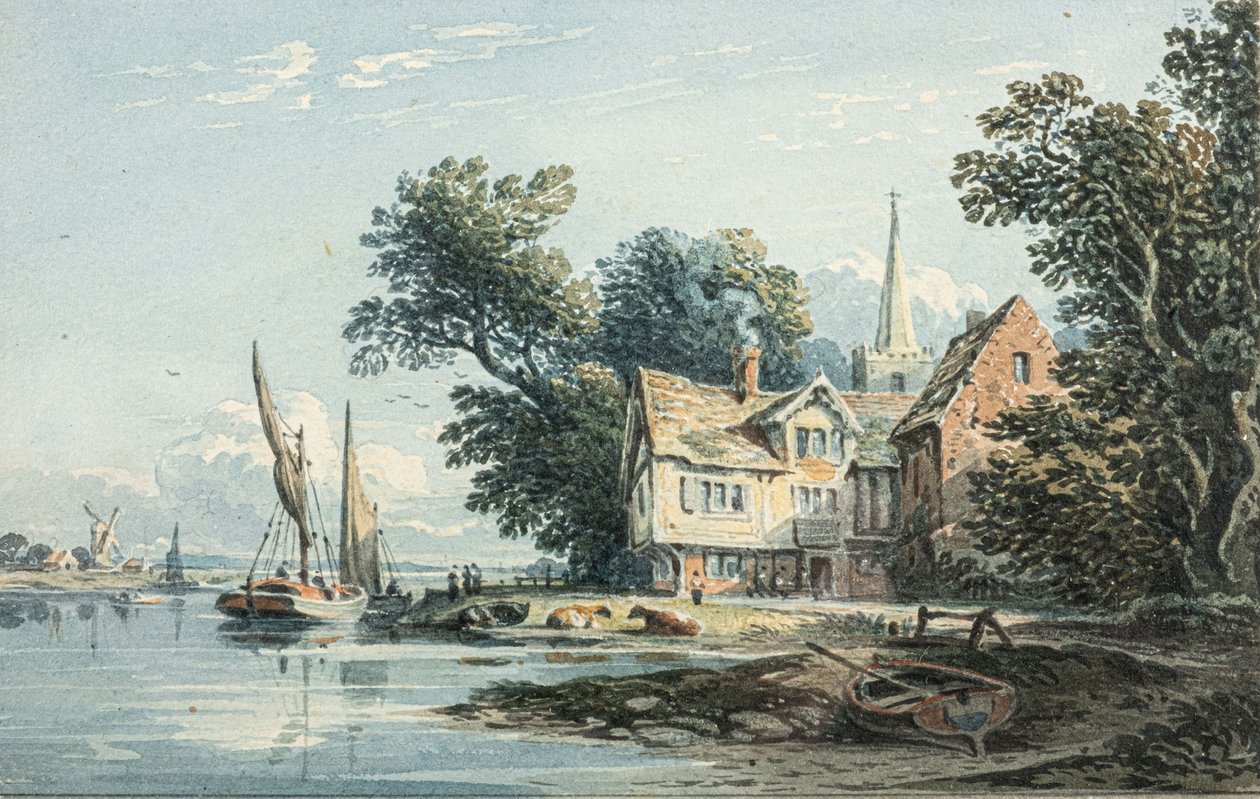 På Themsen nær Chiswick (akvarel) af John Varley
