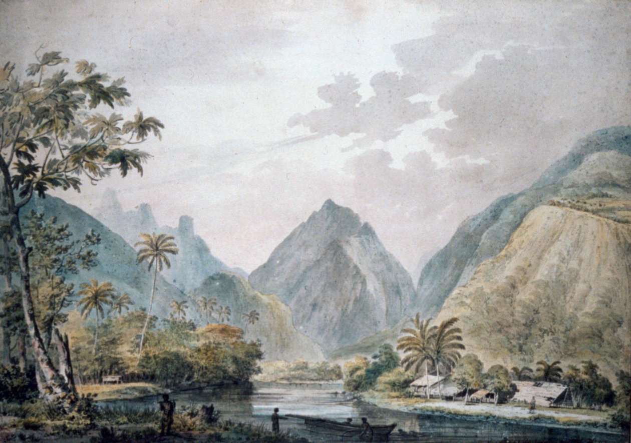 Udsigt over Vaitepiha-dalen, Tahiti, 1777 af John Webber