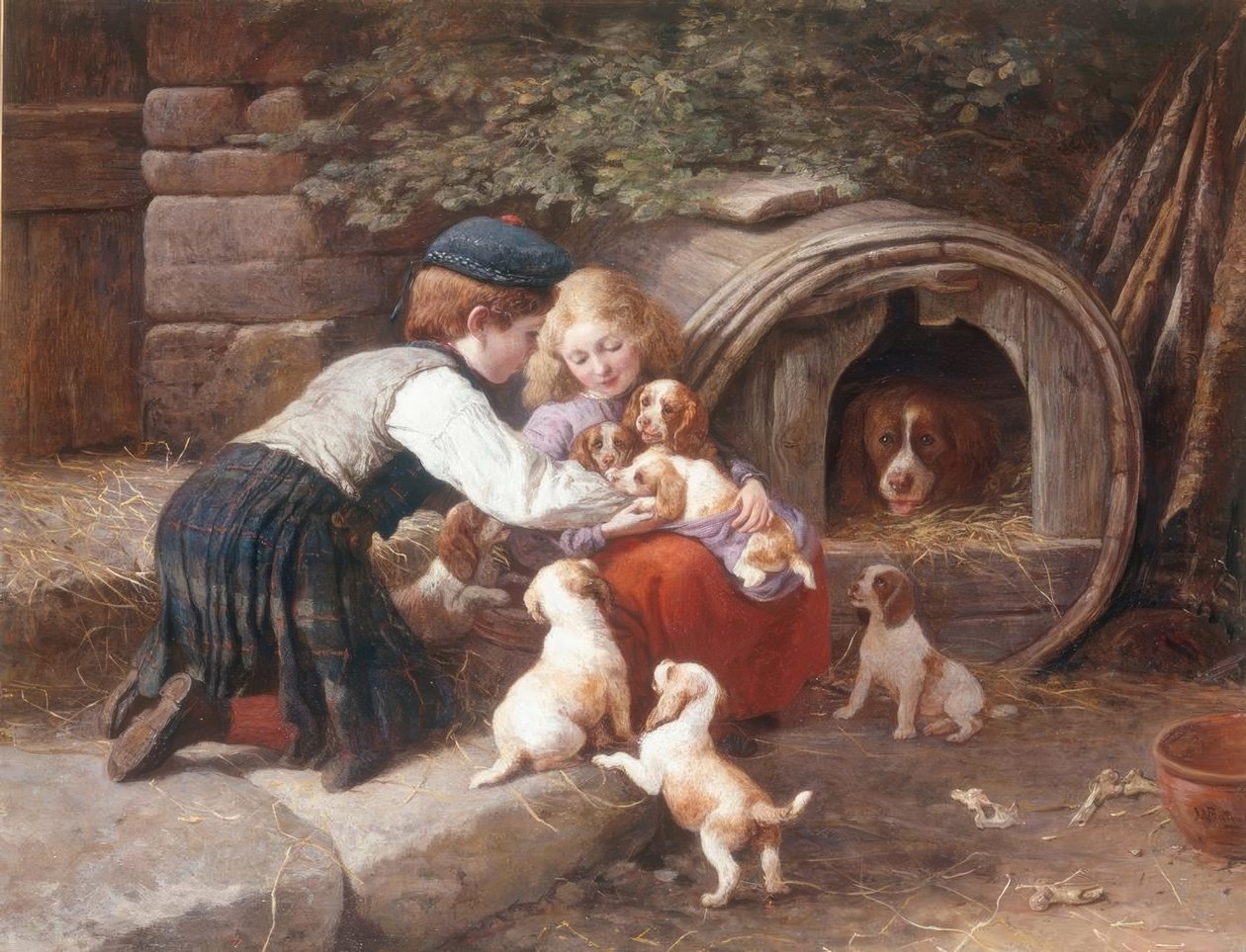 Leger med hvalpene af John William Bottomley