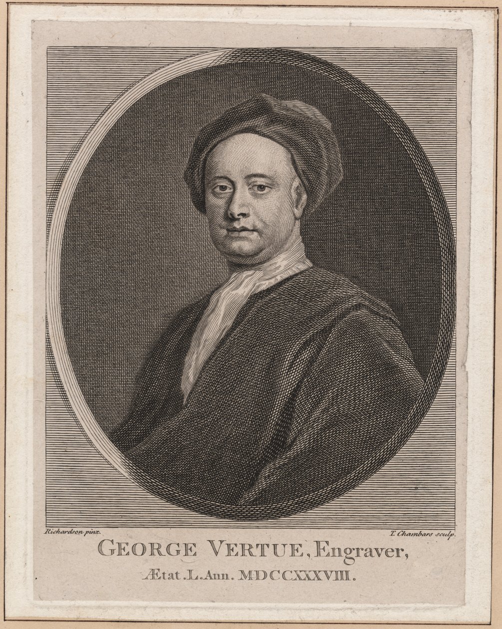 George Vertue, graveret af Thomas Chambars (1724-89), ca. 1762 af Jonathan Richardson