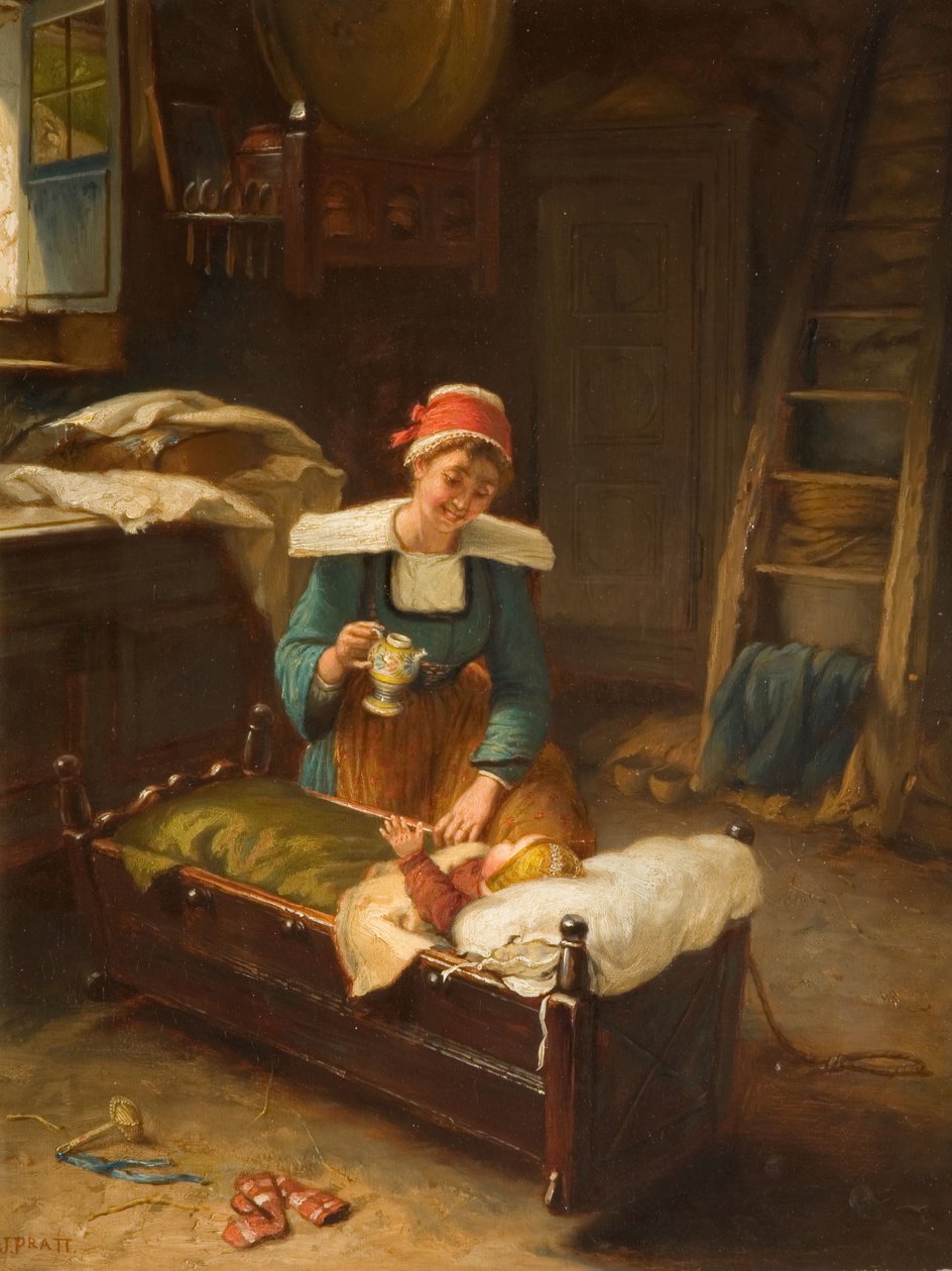 Interiør med mor og barn, 1911. af Jonathon Pratt