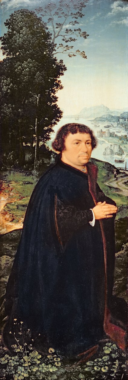 Portræt af en donor, der knæler ved en flod (par 155175) af Joos van Cleve