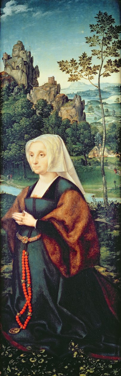 Kone til en donor knælende ved en flod (par 155176) af Joos van Cleve