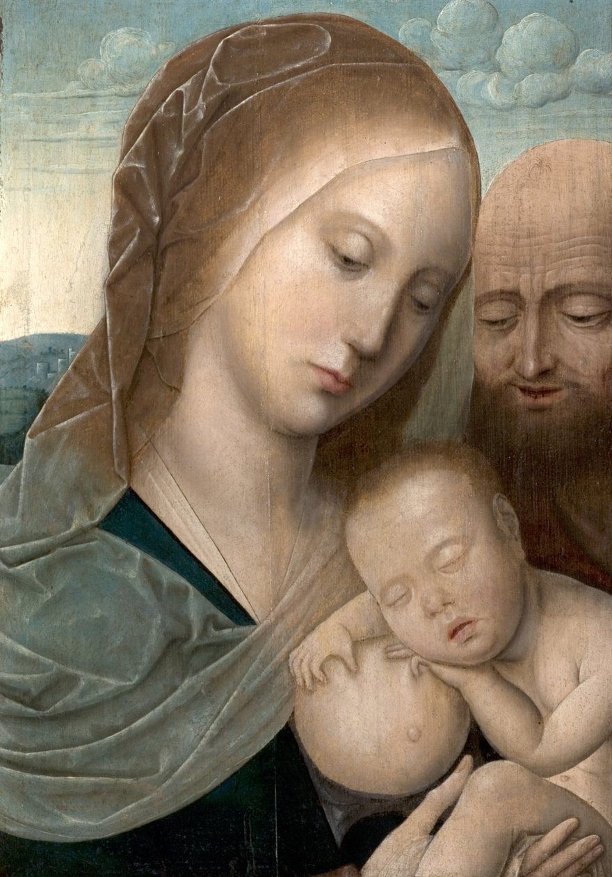 Jomfru og barn med St Joseph, 1500-50 af Joos van and workshop Cleve
