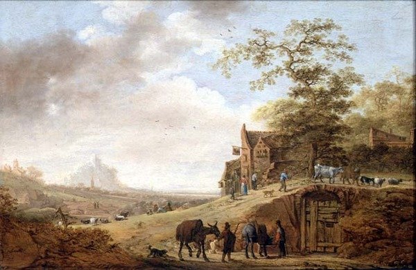 Et pastoralt landskab (panel) af Joost Vinck