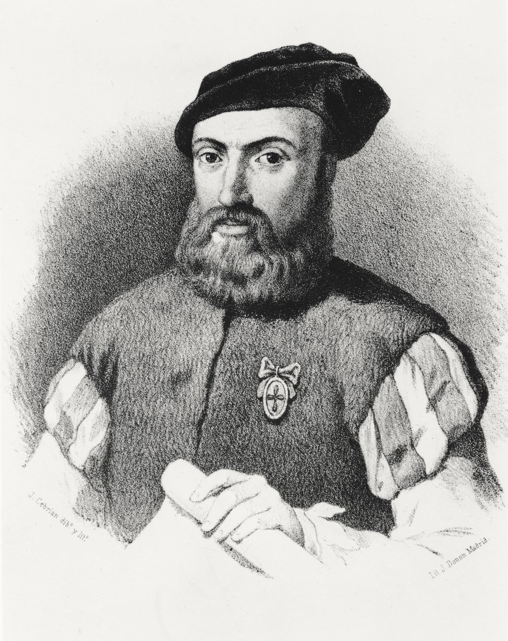 Ferdinand Magellan (ca.1480-1521) (litografi) af Jose Cebrian Garcia