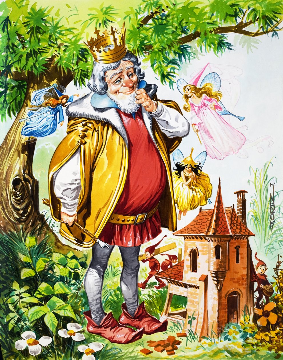 Kings with Fairies (gouache på papir) af Jose Ortiz
