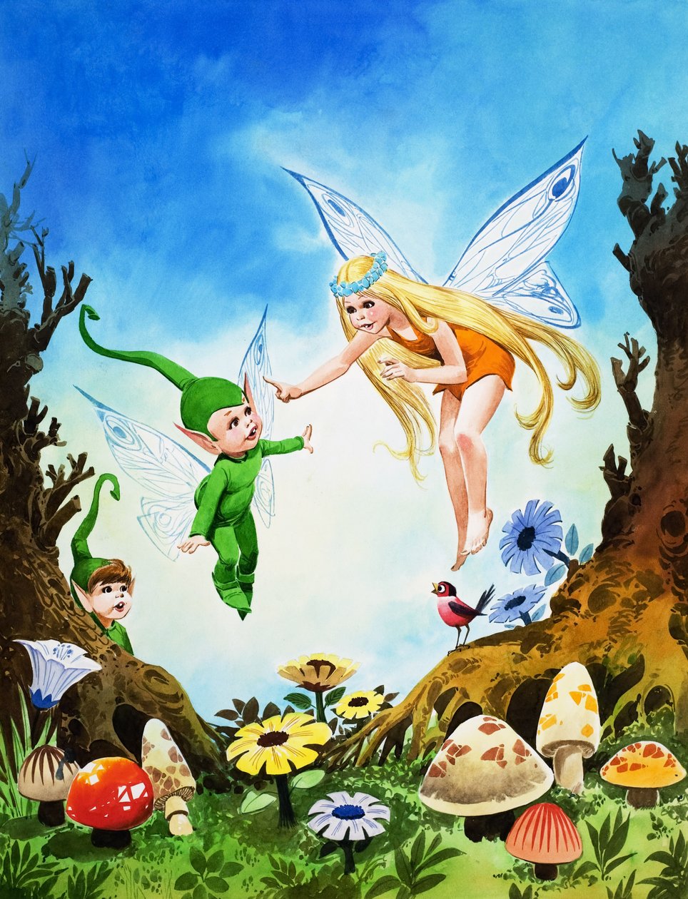 The Rainbow Pixie (gouache på papir) af Jose Ortiz