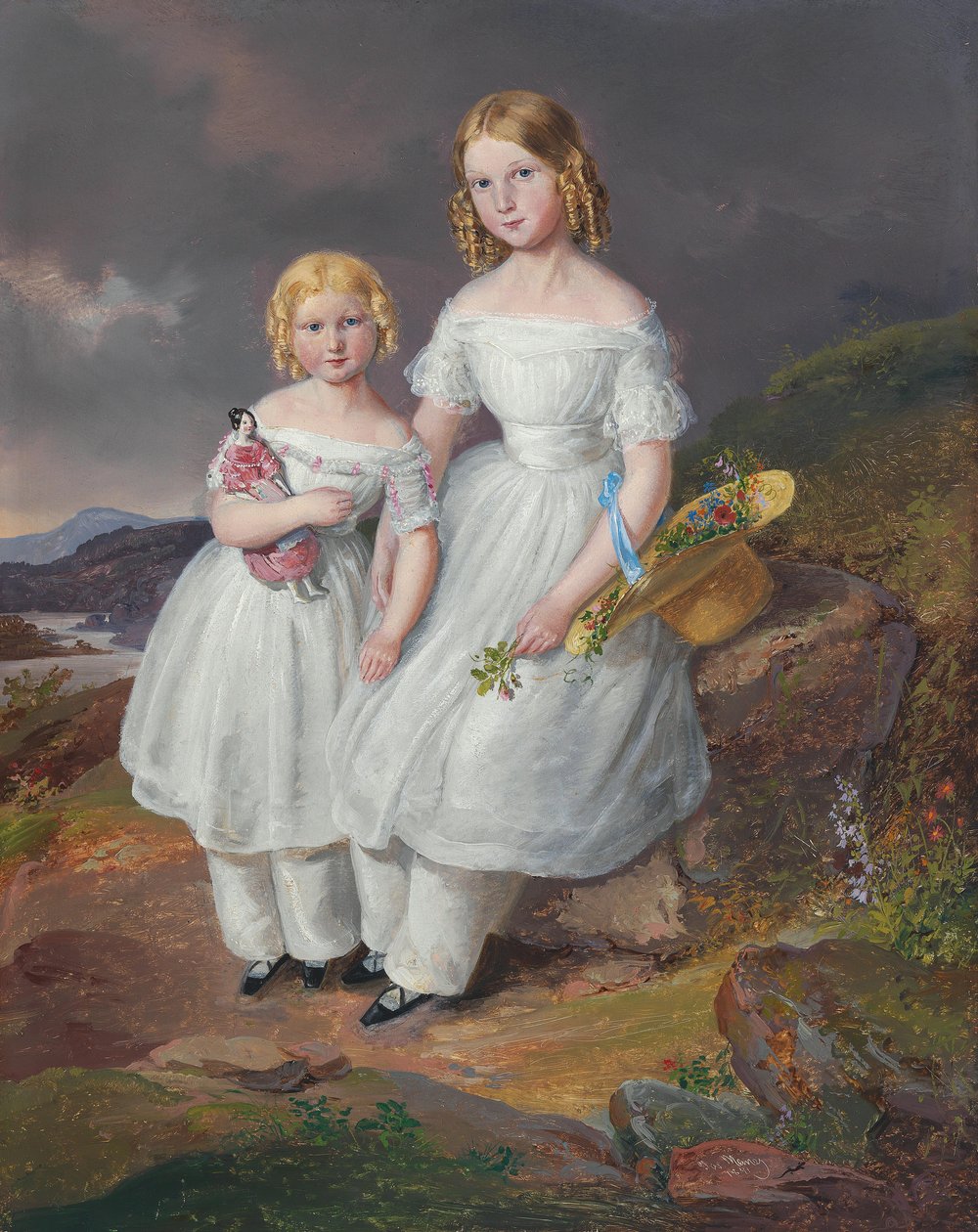 Portræt af Franziska grevinde Kolowrat-Krakowsky født 5. juli 1835 og Seraphine grevinde Kolowrat Krakowsky født af Josef Mánes