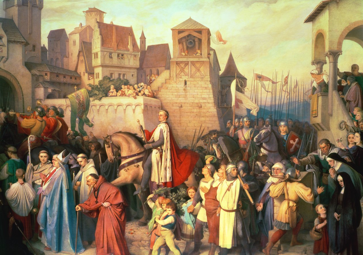 Hertug Leopold den Glorværdige (1176-1230) træder ind i Wien efter sin hjemkomst fra korstogene af Josef Mathias Trenkwald