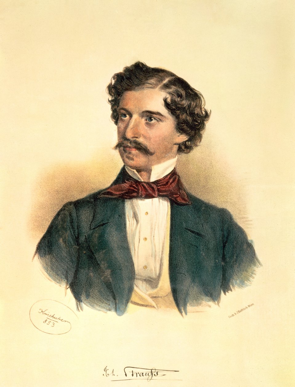 Johann Strauss den Ældre (1804-49) (tegning med vask) af Josef Nikolaus Kriehuber