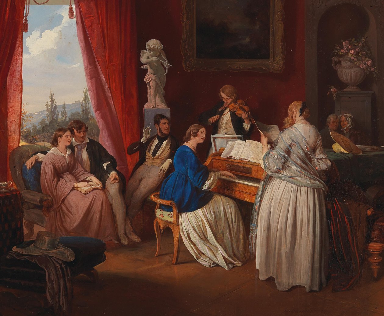 Familiekoncerten, 1841. af Josef Danhauser