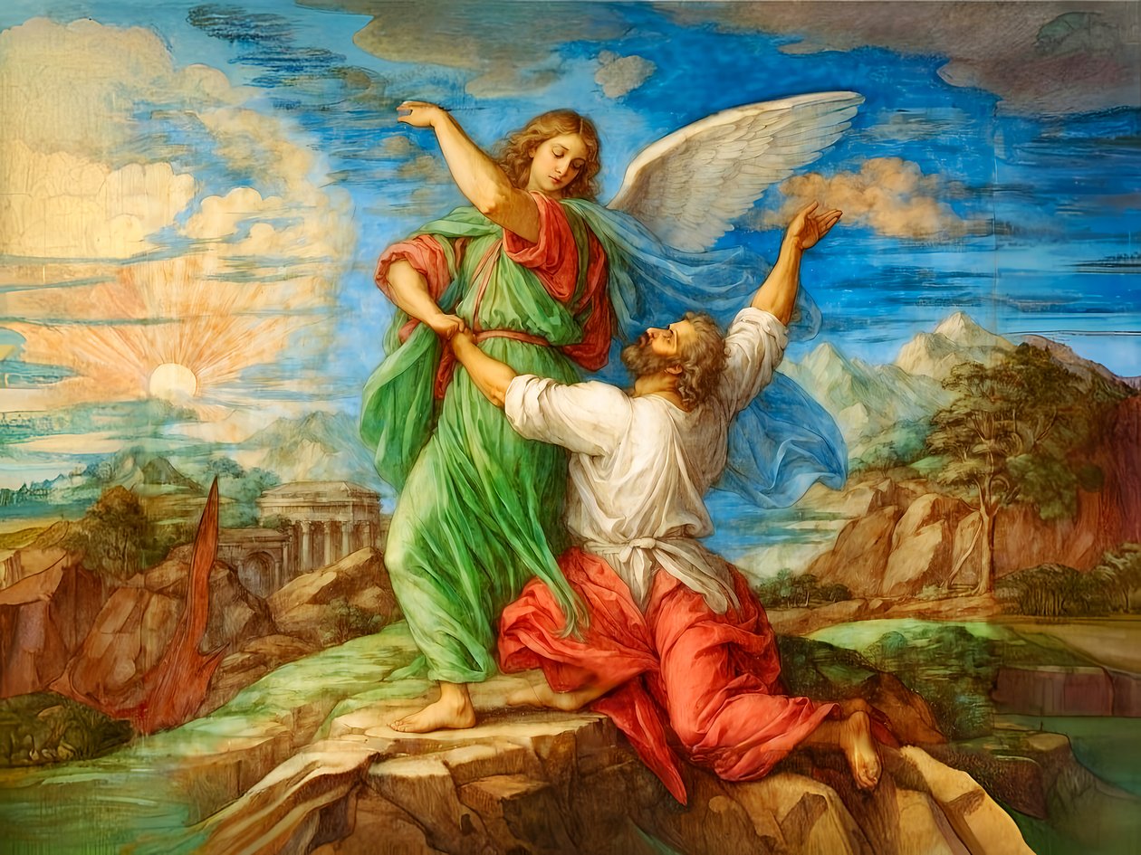 A1_Genesis_36-Jacob kæmper med Gud af Josef Johann Michel